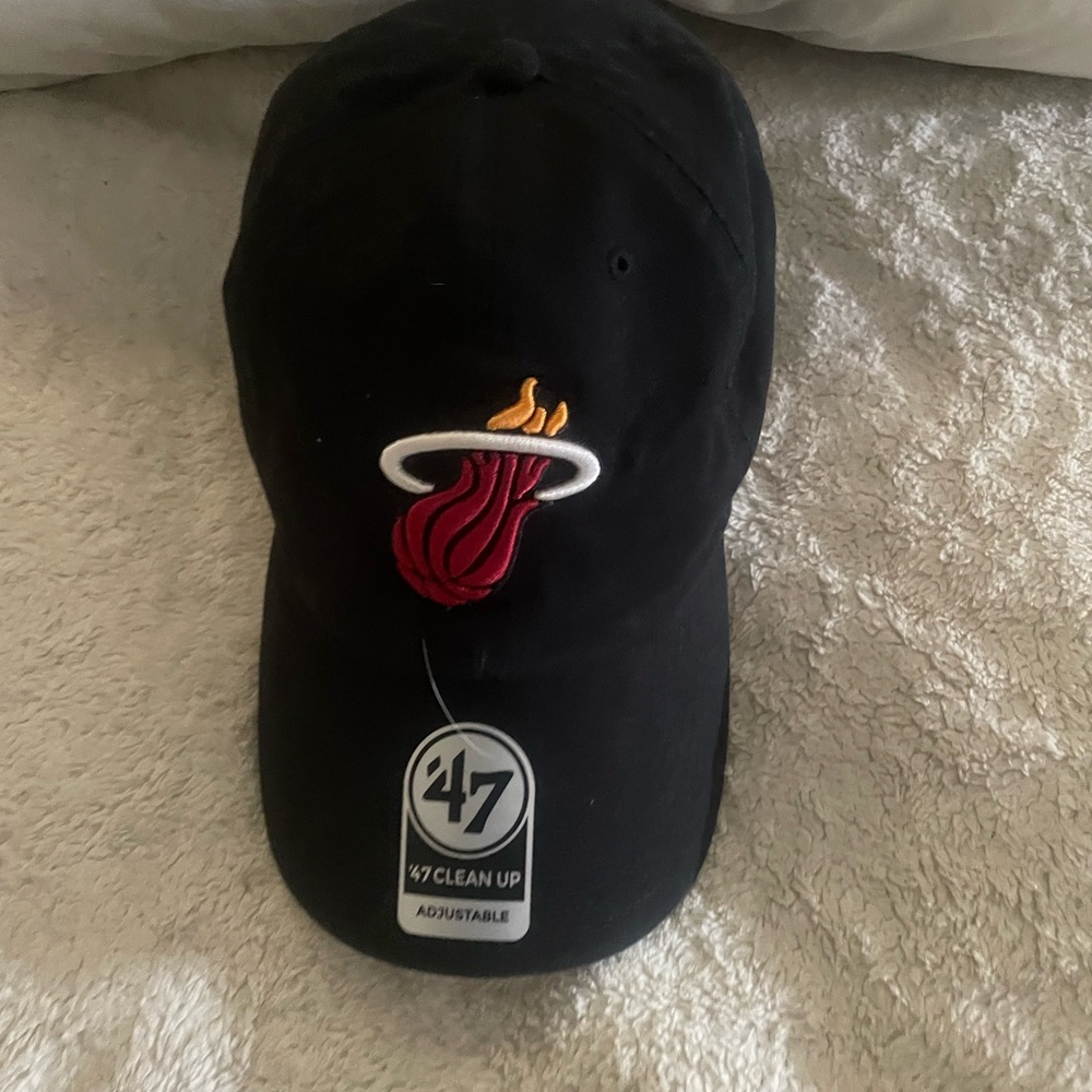 47 Black Miami Heat Embroidered Logo Cap